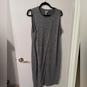 Ava & Viv Womens X grey knit dress sleeveless tank adjustable side ruche detail